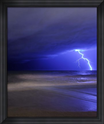 Framed bolt of lightning from an approaching storm in Miramar, Argentina Print