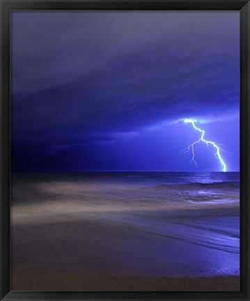 Framed bolt of lightning from an approaching storm in Miramar, Argentina Print