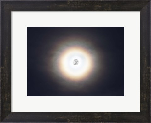 Framed bright halo around the full moon Print