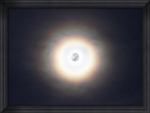 Framed bright halo around the full moon Print