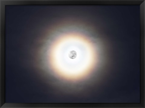 Framed bright halo around the full moon Print