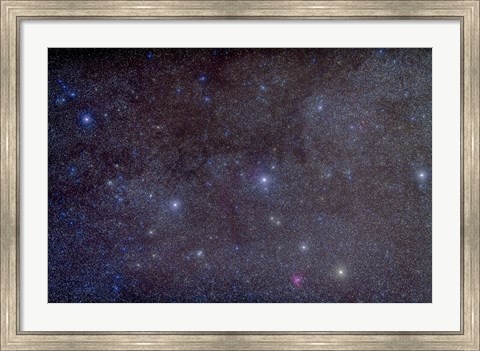 Framed Widefield view of the constellation Cassiopeia with nearby deep sky objects Print