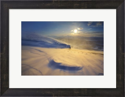 Framed blizzard on Toviktinden Mountain in Troms County, Norway Print