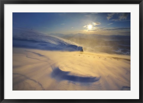 Framed blizzard on Toviktinden Mountain in Troms County, Norway Print