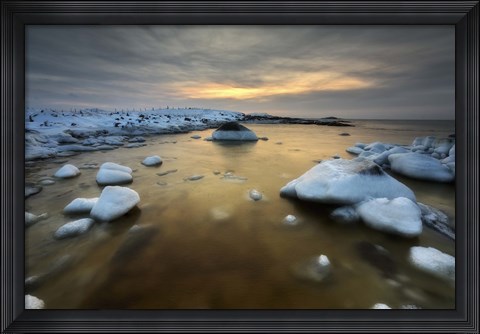 Framed frozen, rusty bay on Andoya Island in Nordland County, Norway Print