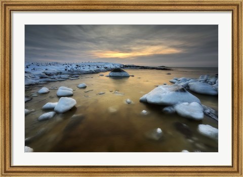 Framed frozen, rusty bay on Andoya Island in Nordland County, Norway Print