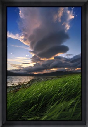Framed giant stacked lenticular cloud over Tjeldsundet, Troms County, Norway Print