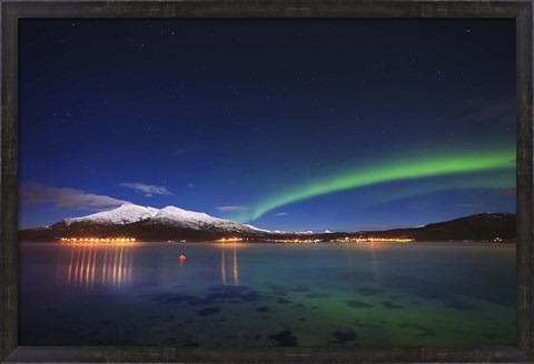 Framed Aurora over Tjeldsundet and Saetertinden Mountain in Norway Print