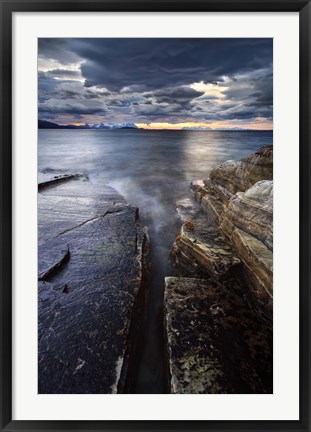 Framed Midnight Sun over Vagsfjorden in Troms County, Norway Print