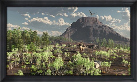 Framed lone Tyrannosaurus Rex scavenges for food Print