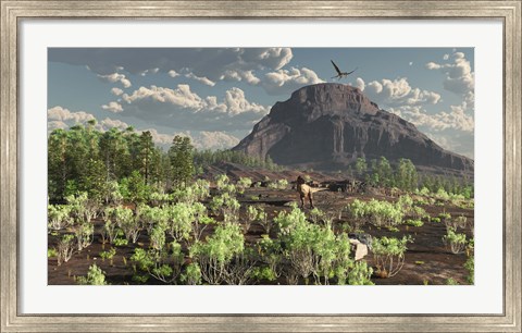 Framed lone Tyrannosaurus Rex scavenges for food Print