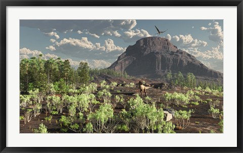 Framed lone Tyrannosaurus Rex scavenges for food Print