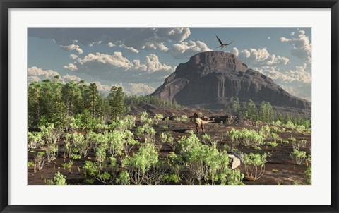 Framed lone Tyrannosaurus Rex scavenges for food Print