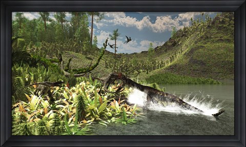 Framed Nothosaurus catches an unware Ceolophysis Print