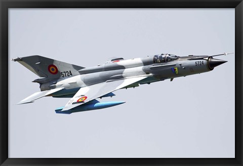 Framed Romanian Air Force MiG-21 Lancer over Romania Print