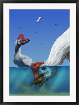 Framed Two Citipati&#39;s hunting crabs Print