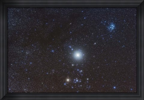 Framed Jupiter in the constellation Taurus with deep sky objects Print