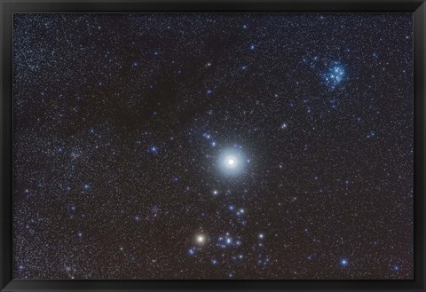 Framed Jupiter in the constellation Taurus with deep sky objects Print