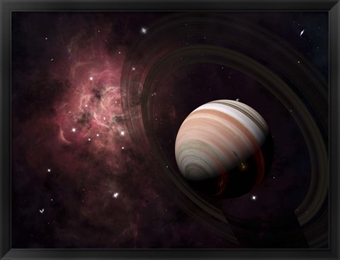 Framed gas giant Carter orbited by it&#39;s two small moons Banth and Sorak Print