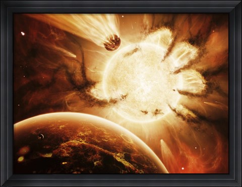 Framed Hand of Destiny Nebula is devouring the star Abigor Print