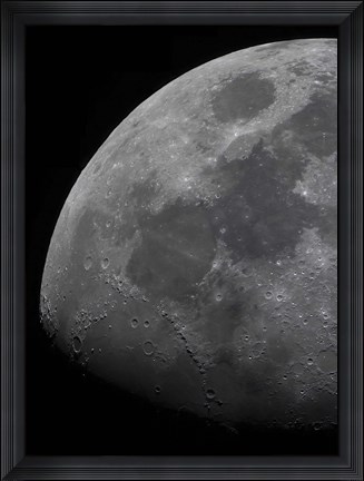 Framed limb and terminator of the waxing gibbous moon Print
