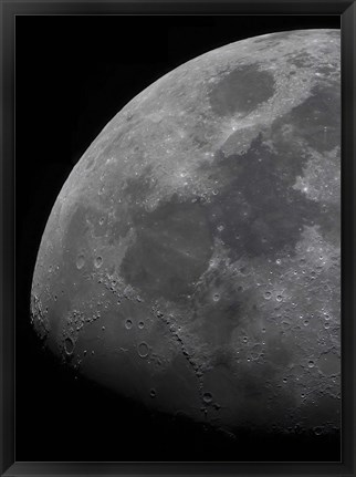 Framed limb and terminator of the waxing gibbous moon Print