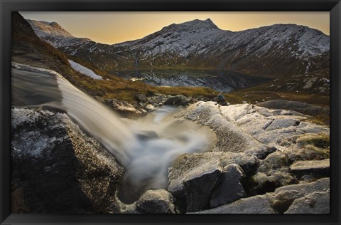 Framed small creek running through Skittendalen Valley in Troms County, Norway Print
