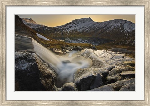 Framed small creek running through Skittendalen Valley in Troms County, Norway Print