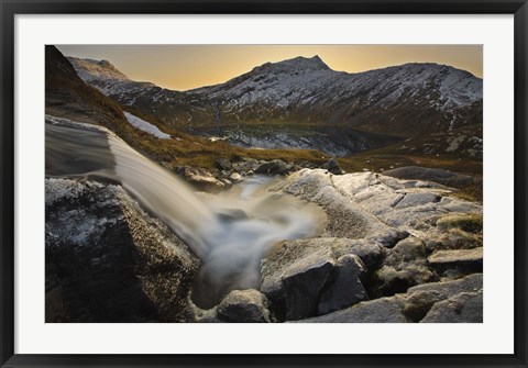 Framed small creek running through Skittendalen Valley in Troms County, Norway Print