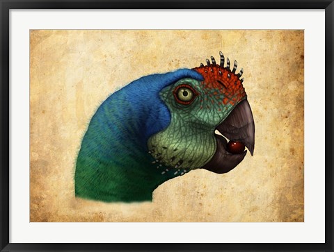 Framed Oviraptor head detail Print