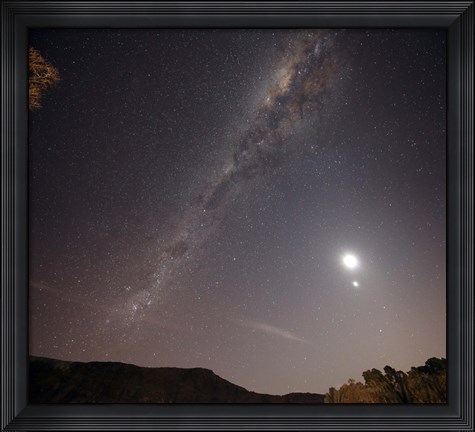 Framed Milky Way, the Moon and Venus over the fields in Azul, Argentina Print