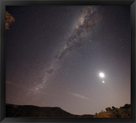 Framed Milky Way, the Moon and Venus over the fields in Azul, Argentina Print