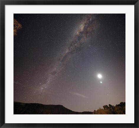 Framed Milky Way, the Moon and Venus over the fields in Azul, Argentina Print