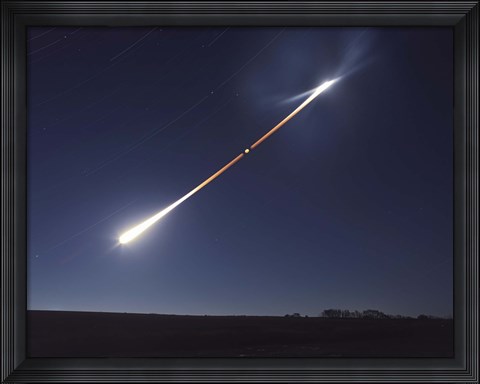 Framed Total lunar eclipse with eclipse motion trail Print