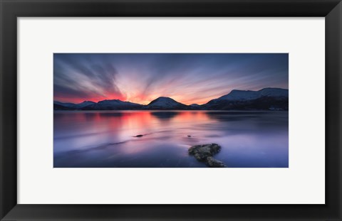 Framed Sunset over Tjeldsundet, Troms County, Norway Print