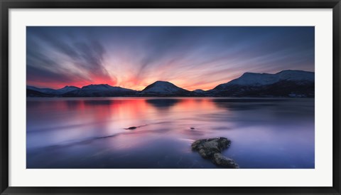 Framed Sunset over Tjeldsundet, Troms County, Norway Print