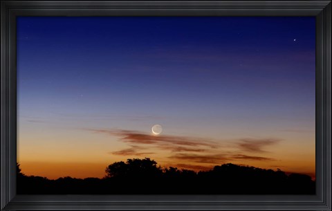 Framed Moon and Jupiter in conjunction with Jupiter's moons Print