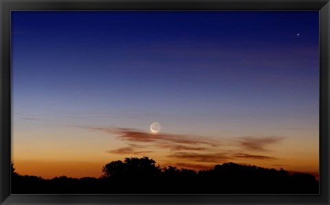 Framed Moon and Jupiter in conjunction with Jupiter&#39;s moons Print