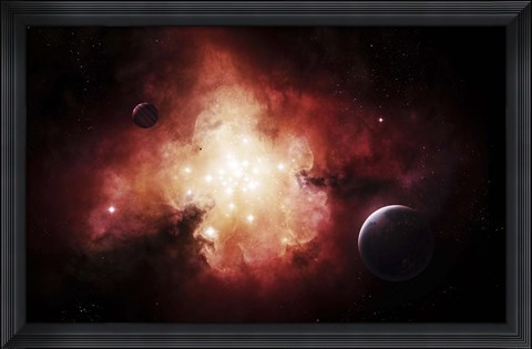 Framed birth of numerous stars exposing their light to the universe Print