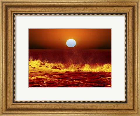 Framed Sun and ocean waves in Miramar, Argentina Print