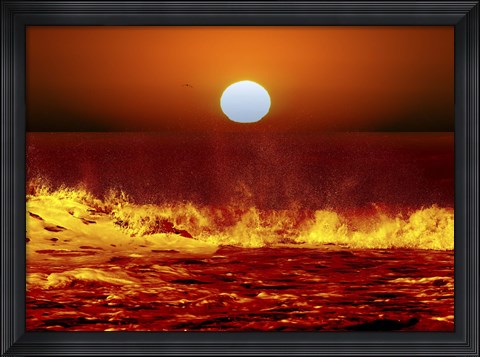 Framed Sun and ocean waves in Miramar, Argentina Print
