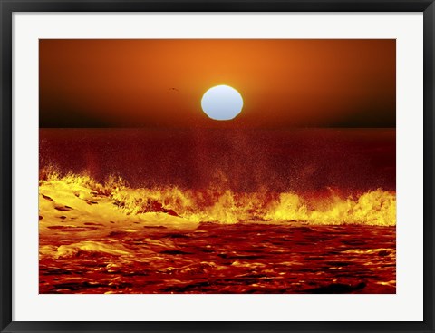 Framed Sun and ocean waves in Miramar, Argentina Print