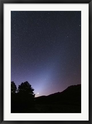 Framed Venus setting and a bright cone of zodiacal light visible after sunset Print