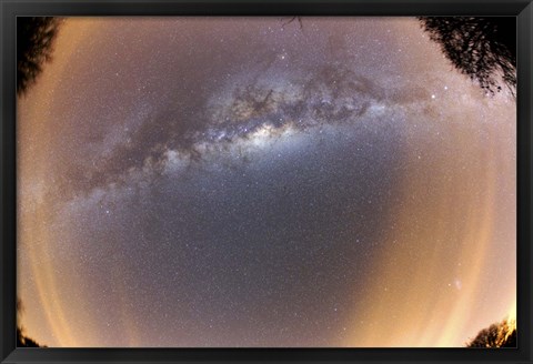 Framed Milky Way at zenital position with some thin clouds at the horizon Print