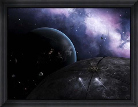 Framed Two courier shuttles pass near Eione on their way to Nereus Print