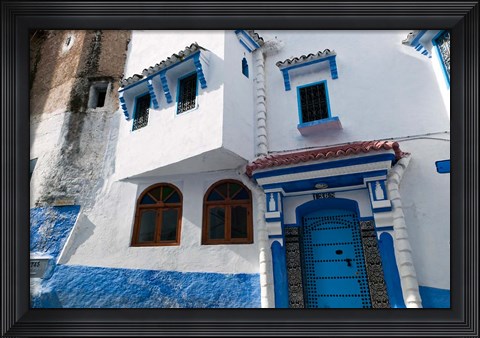 Framed Chefchaouen, Tangeri-Tetouan, Rif Mountains, Morocco Print