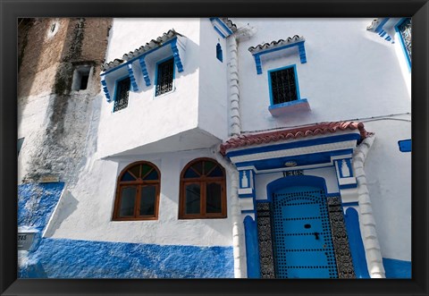 Framed Chefchaouen, Tangeri-Tetouan, Rif Mountains, Morocco Print