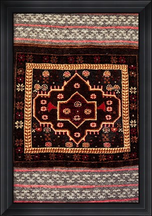 Framed Africa, Tanzania, Zanzibar, Stone Town. Close-up of hand-made carpet. Print