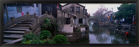 Framed Ancient Town and Canal, China Print