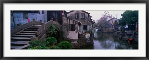 Framed Ancient Town and Canal, China Print